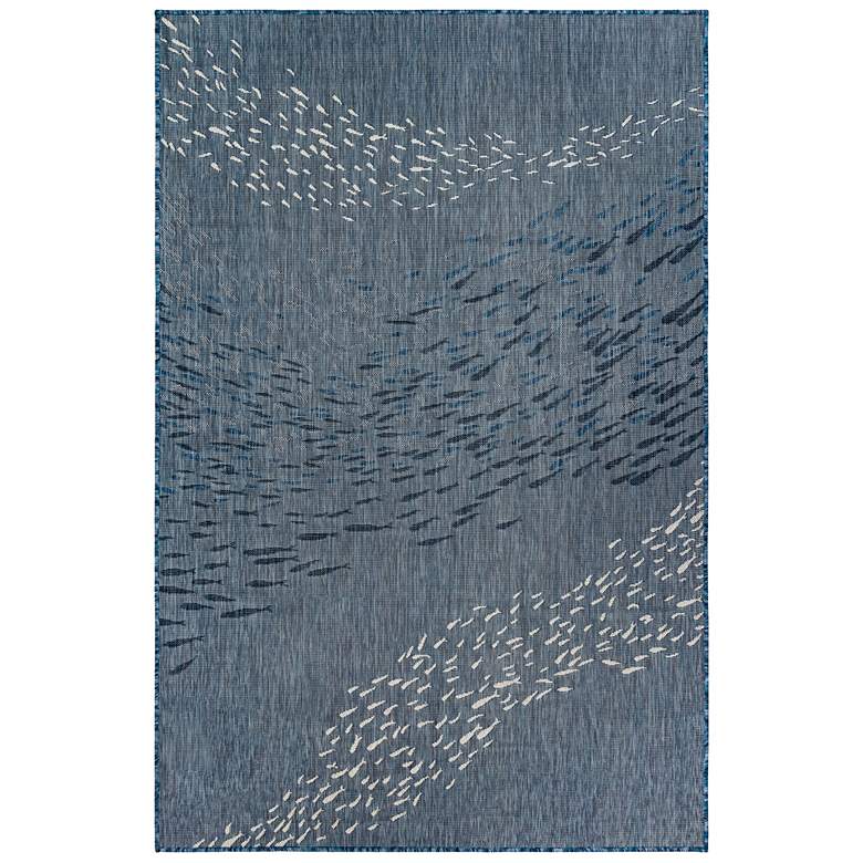 Image 1 Liora Manne Carmel School Of Fish Indoor/Outdoor Rug Navy 4&#39;10 inch x 