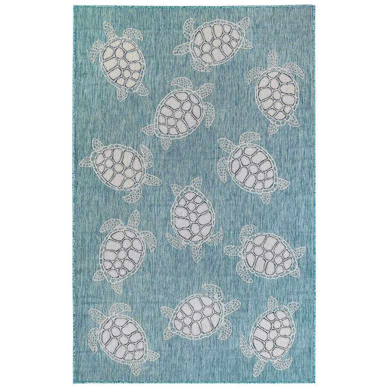 Image 1 Liora Manne Carmel Seaturtles Indoor/Outdoor Rug Aqua 4'10" x 7
