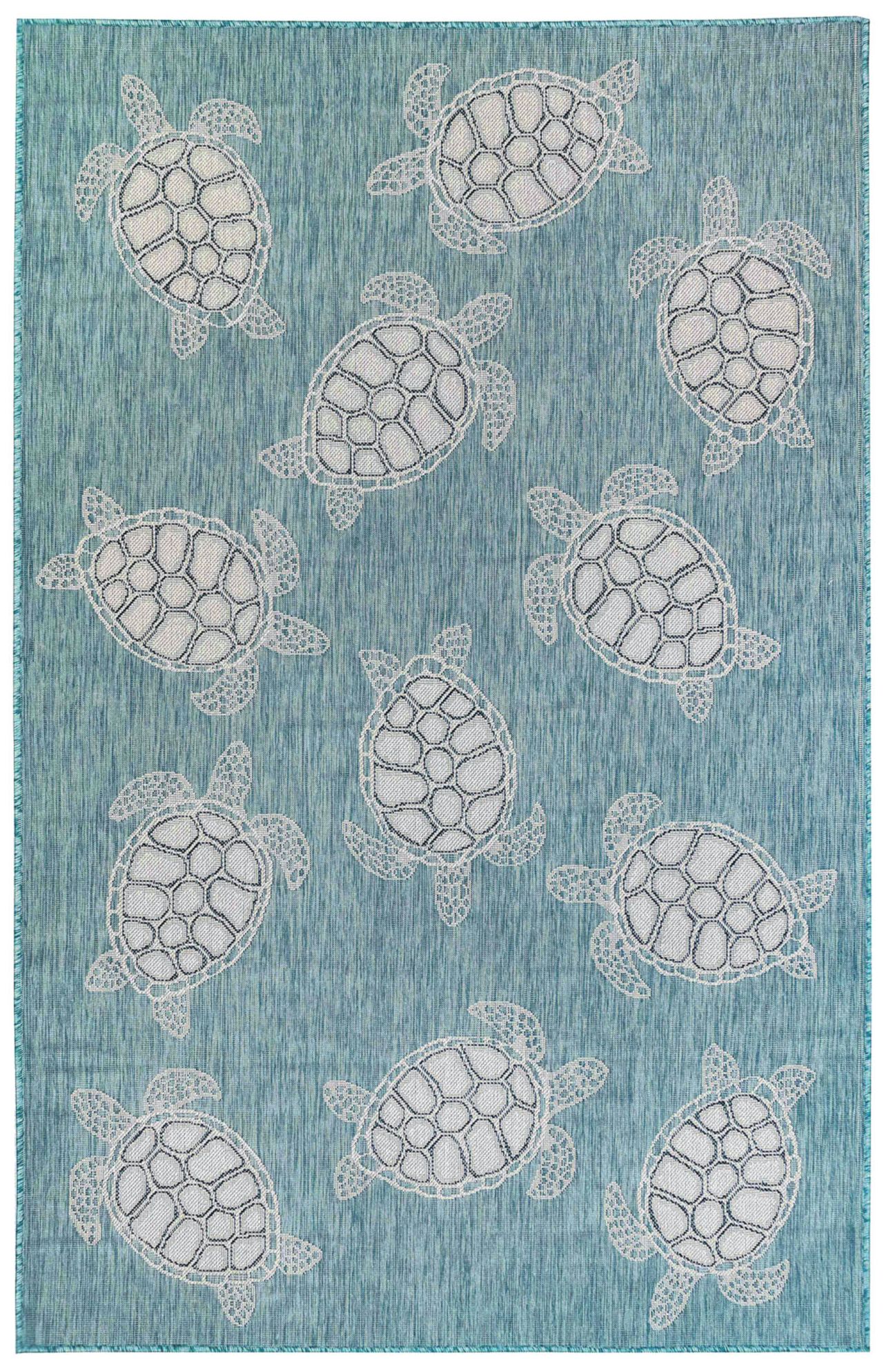 Liora Manne Carmel Seaturtles Indoor/Outdoor Rug Aqua 7'10" x 9