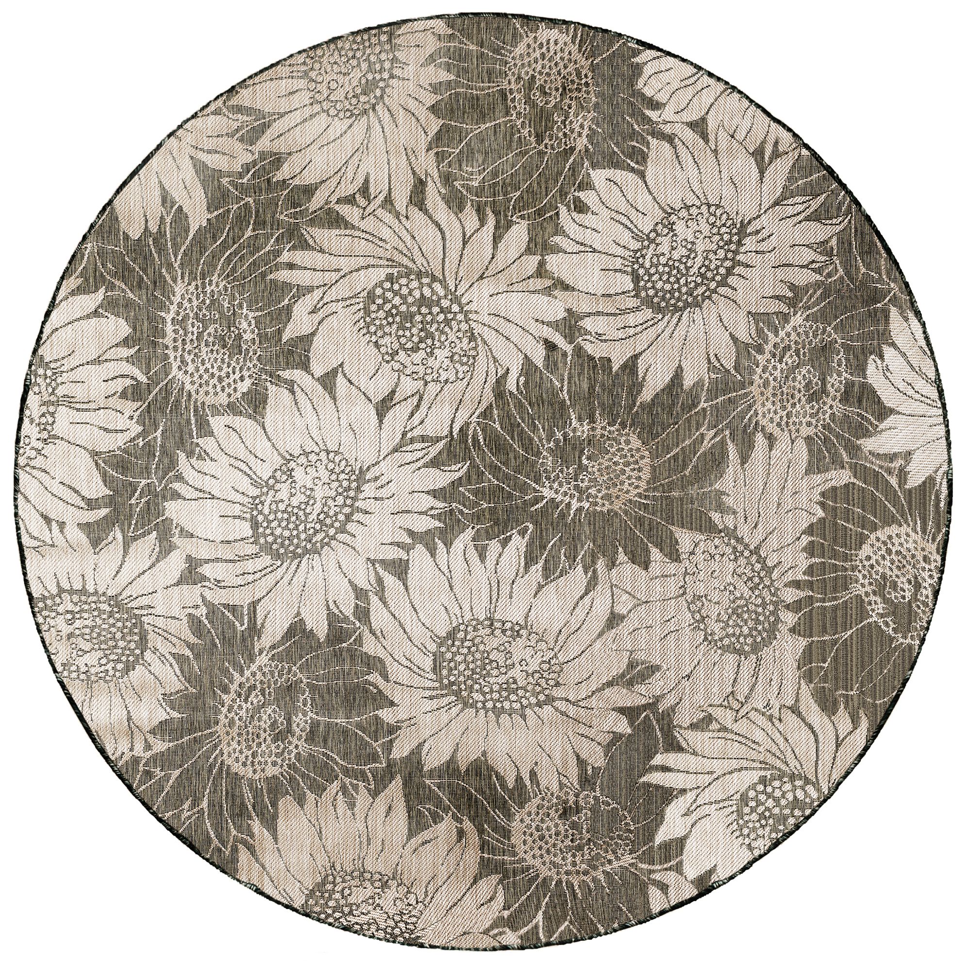 Liora Manne Carmel Sunflower Field Indoor/Outdoor Rug Black 7'10" 