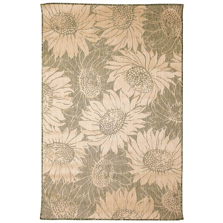 Image 1 Liora Manne Carmel Sunflower Field Indoor/Outdoor Rug Green 4&#39;10 inch 