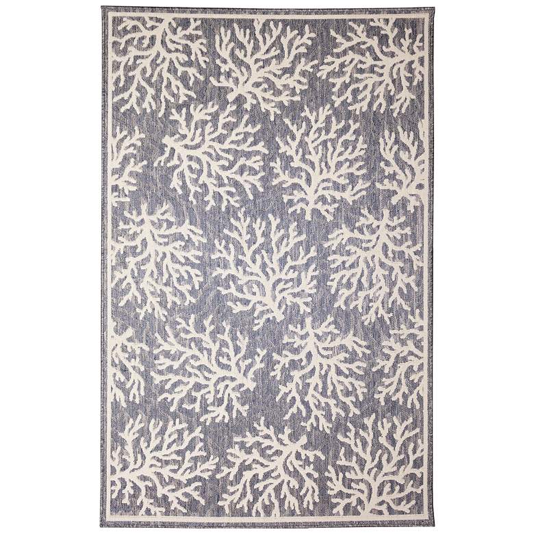 Image 1 Liora Manne Cove Coral Indoor/Outdoor Rug Blue 5&#39;3 inch x 7&#39;3&quot