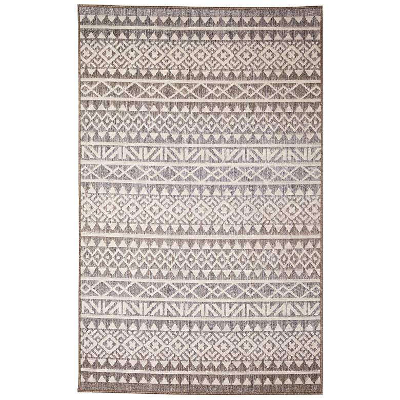 Image 1 Liora Manne Cove Peruvian Stripe Indoor/Outdoor Rug Grey 5&#39;3 inch x 7&