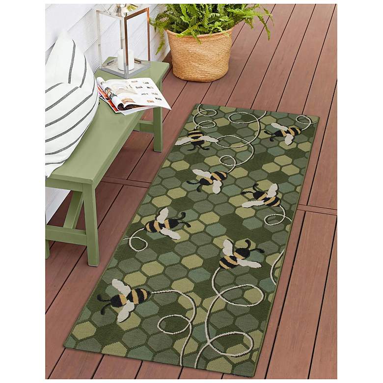Image 3 Liora Manne Esencia Bee Free Indoor/Outdoor Mat Green 1'11"x4'11" more views