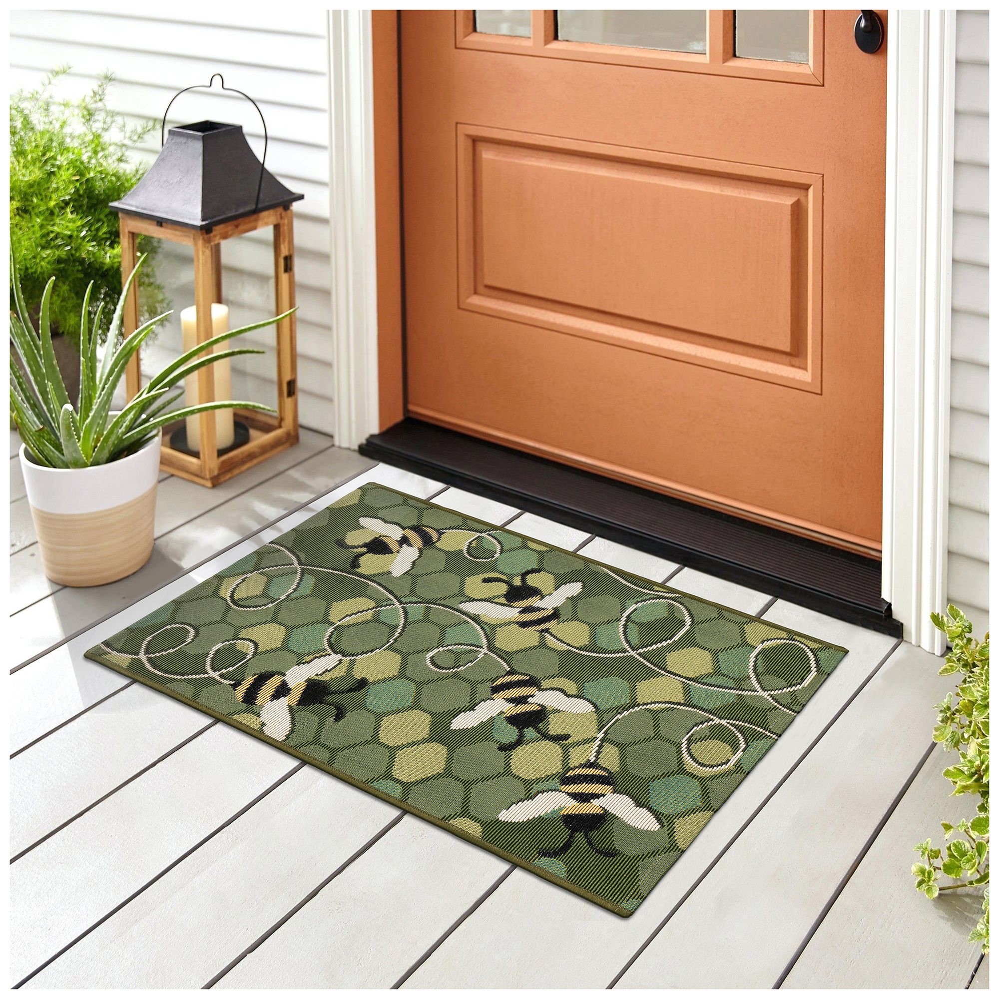 Thumbnail3 of Liora Manne Esencia Bee Free Indoor/Outdoor Mat Green 2'5"x3'11" more views