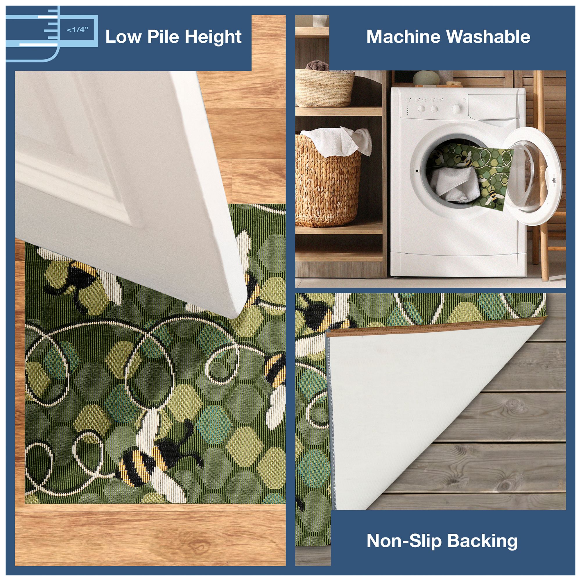 Thumbnail4 of Liora Manne Esencia Bee Free Indoor/Outdoor Mat Green 2'5"x3'11" more views