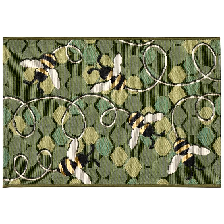 Image 1 Liora Manne Esencia Bee Free Indoor/Outdoor Mat Green 2'x2'10"