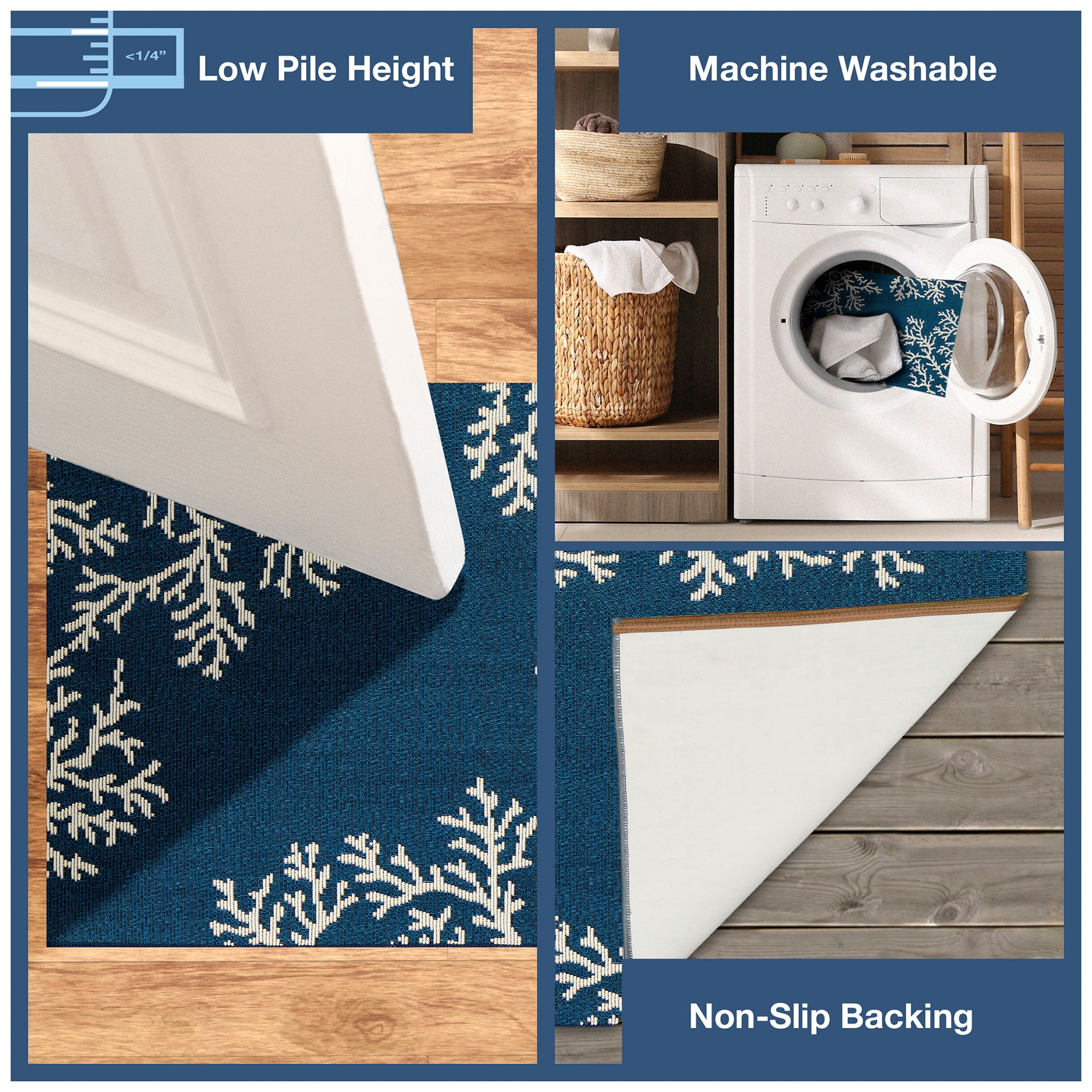 Image 3 Liora Manne Esencia Coral Edge Indoor/Outdoor Mat Navy 1'11"x4' more views