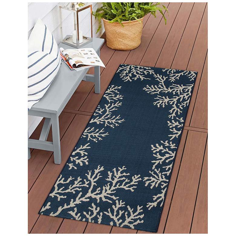 Image 1 Liora Manne Esencia Coral Edge Indoor/Outdoor Mat Navy 1'11"x4'11"