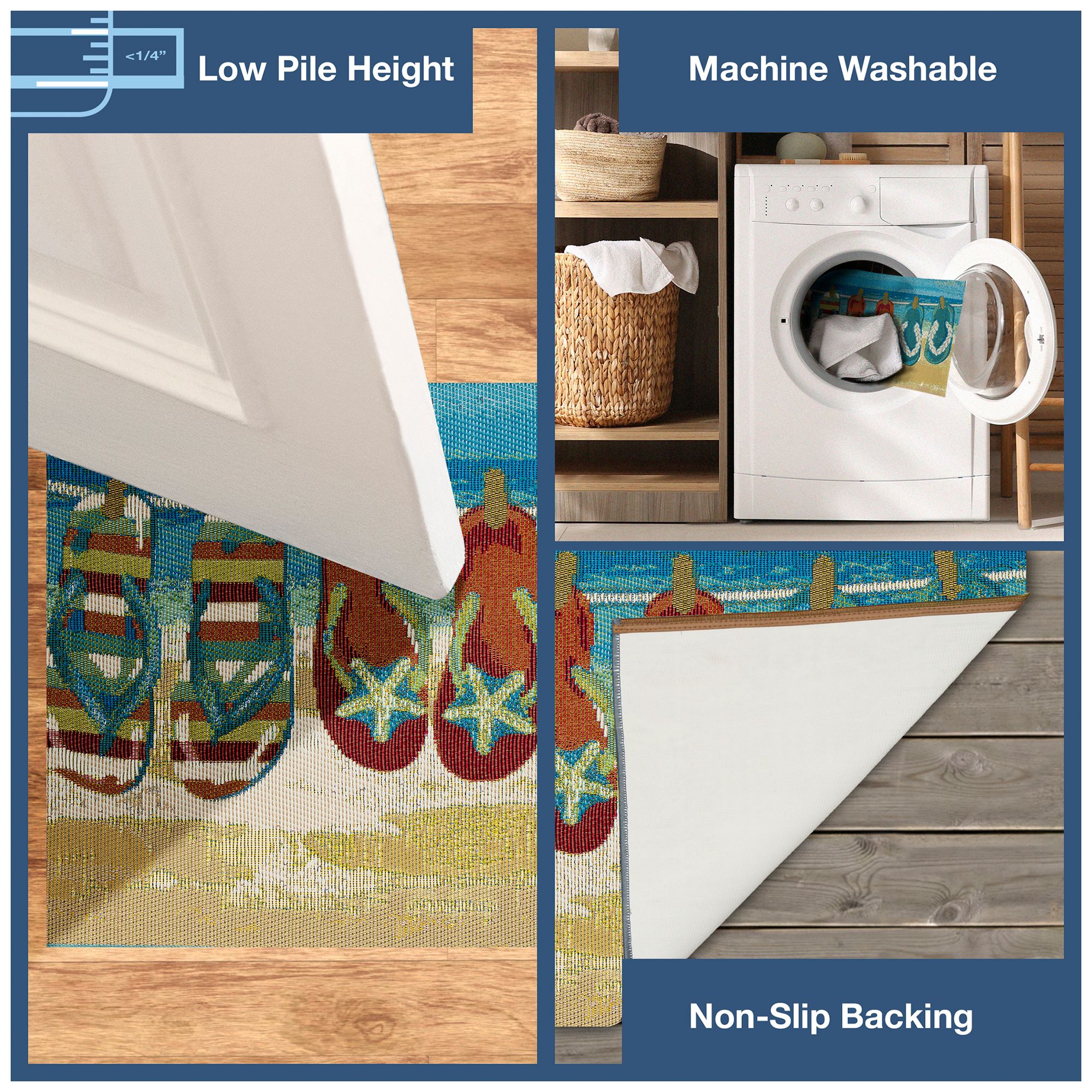 Image 4 Liora Manne Esencia Flip Flops Forever Indoor/Outdoor Mat Blue 1'11&quo more views