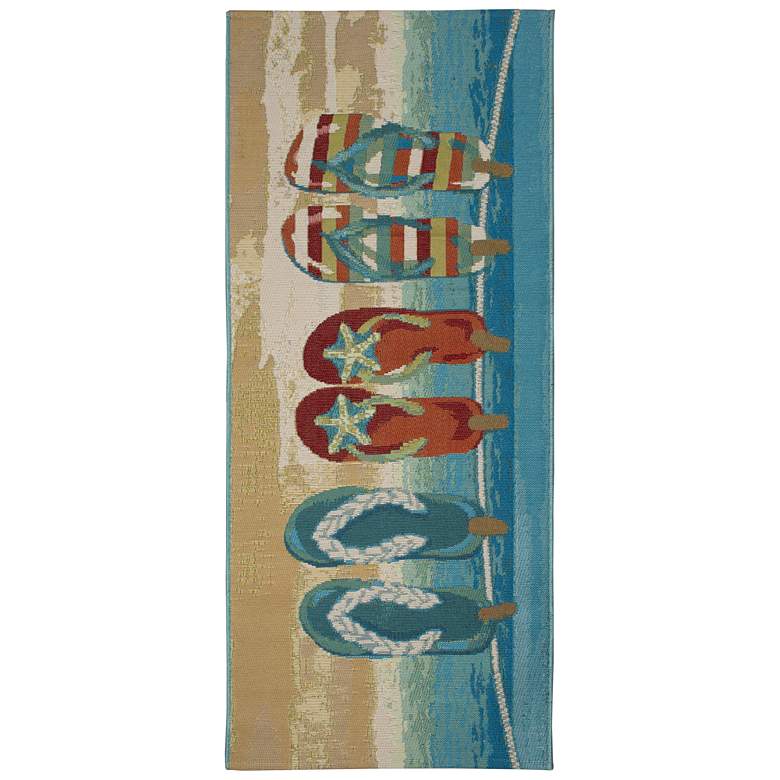 Image 2 Liora Manne Esencia Flip Flops Forever Indoor/Outdoor Mat Blue 1'11"x4'11"