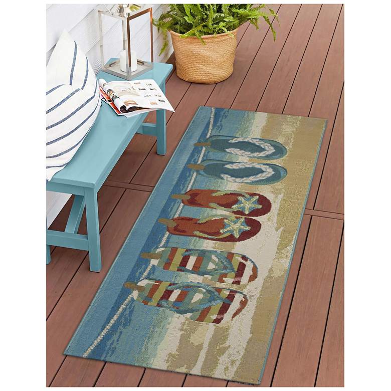 Image 3 Liora Manne Esencia Flip Flops Forever Indoor/Outdoor Mat Blue 1'11"x4'11" more views
