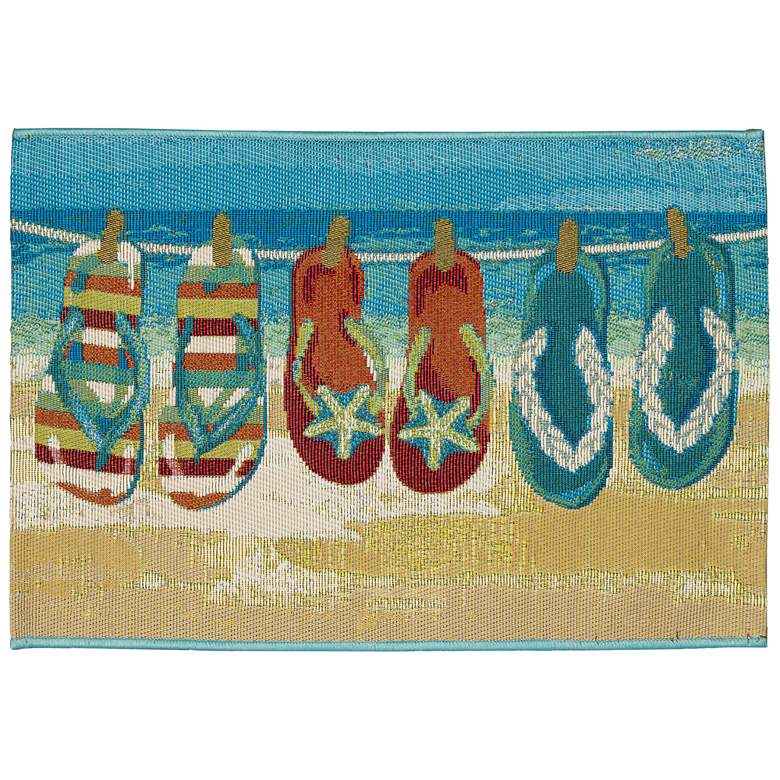 Image 1 Liora Manne Esencia Flip Flops Forever Indoor/Outdoor Mat Blue 2'x2'10"
