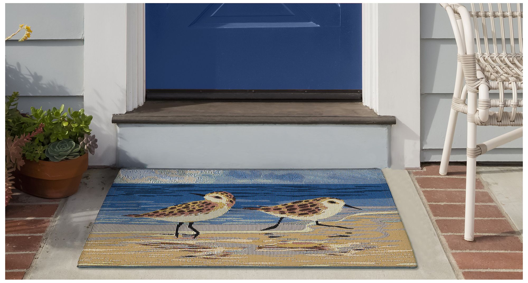 Liora Manne Esencia Sandpipers Indoor/Outdoor Mat Sand 1'11"x4'