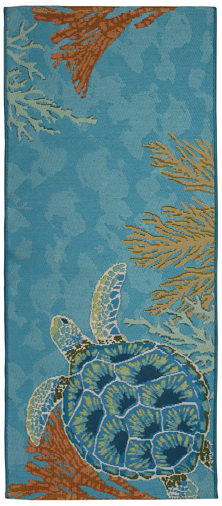 Image 2 Liora Manne Esencia Seaturtle Garden Indoor/Outdoor Mat Ocean 1'11&quot