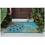 Liora Manne Esencia Seaturtle Garden Indoor/Outdoor Mat Ocean 1'11"x4'11"