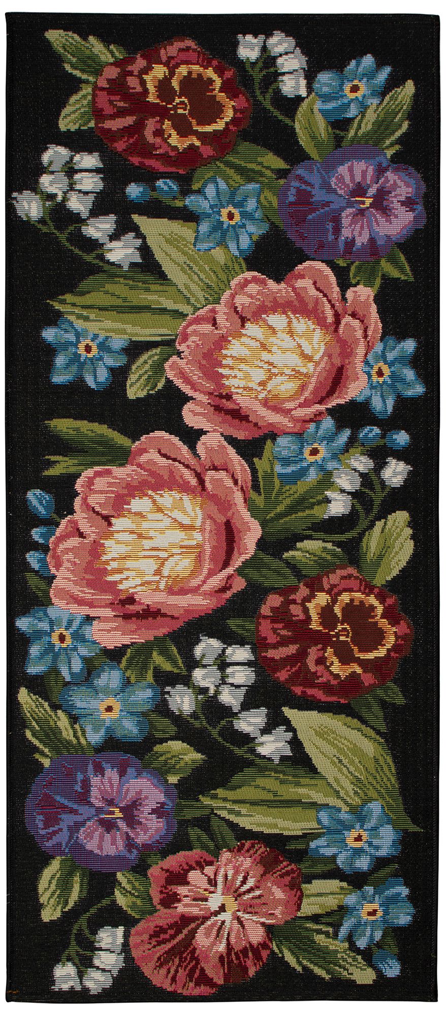 Image 2 Liora Manne Esencia Secret Garden Indoor/Outdoor Mat Black 1'11"x4