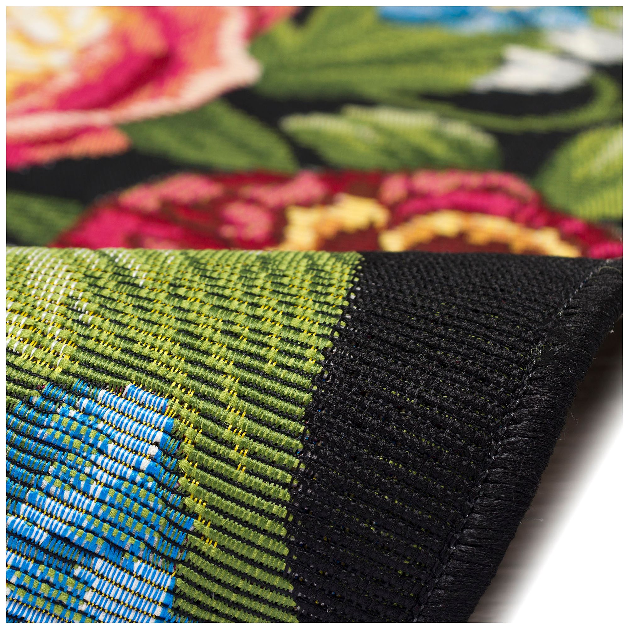 Liora Manne Esencia Secret Garden Indoor/Outdoor Mat Black 1'11"x4