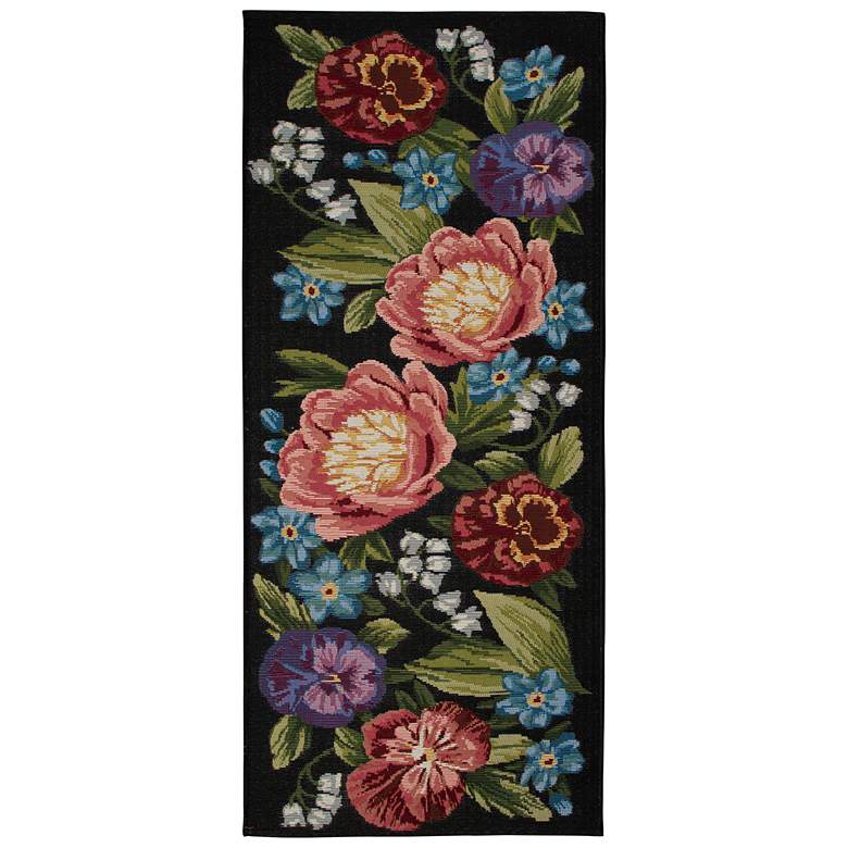 Image 2 Liora Manne Esencia Secret Garden Indoor/Outdoor Mat Black 1'11"x4'11"