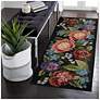 1_Liora Manne Esencia Secret Garden Indoor/Outdoor Mat Black 1'11"x4'11"