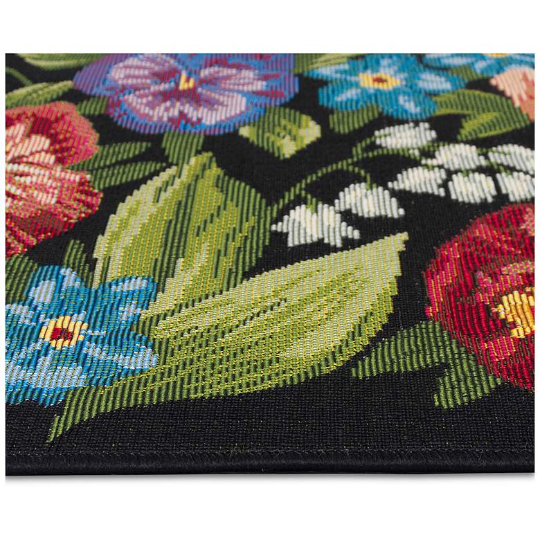 Image 7 Liora Manne Esencia Secret Garden Indoor/Outdoor Mat Black 1'11"x4'11" more views