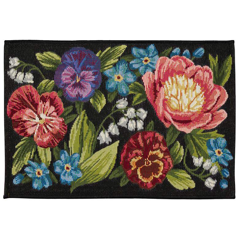 Image 1 Liora Manne Esencia Secret Garden Indoor/Outdoor Mat Black 2'5"x3'11"
