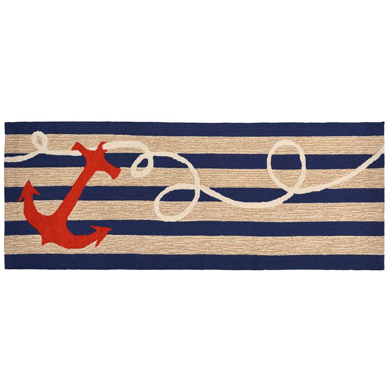 Image 2 Liora Manne Frontporch Anchor Indoor/Outdoor Mat Navy 2'x5'