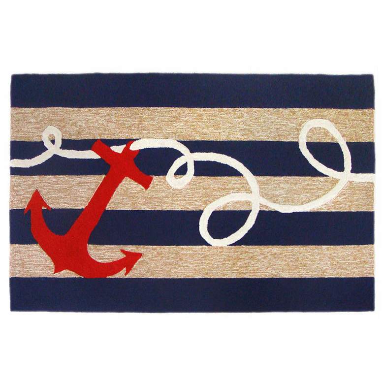 Image 1 Liora Manne Frontporch Anchor Indoor/Outdoor Mat Navy 5'x7'6"
