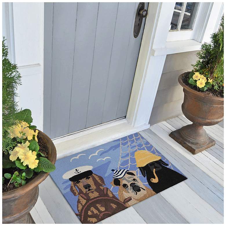 Image 1 Liora Manne Frontporch Arrf Ye Mateys Indoor/Outdoor Mat Ocean 1'8"x2'6"