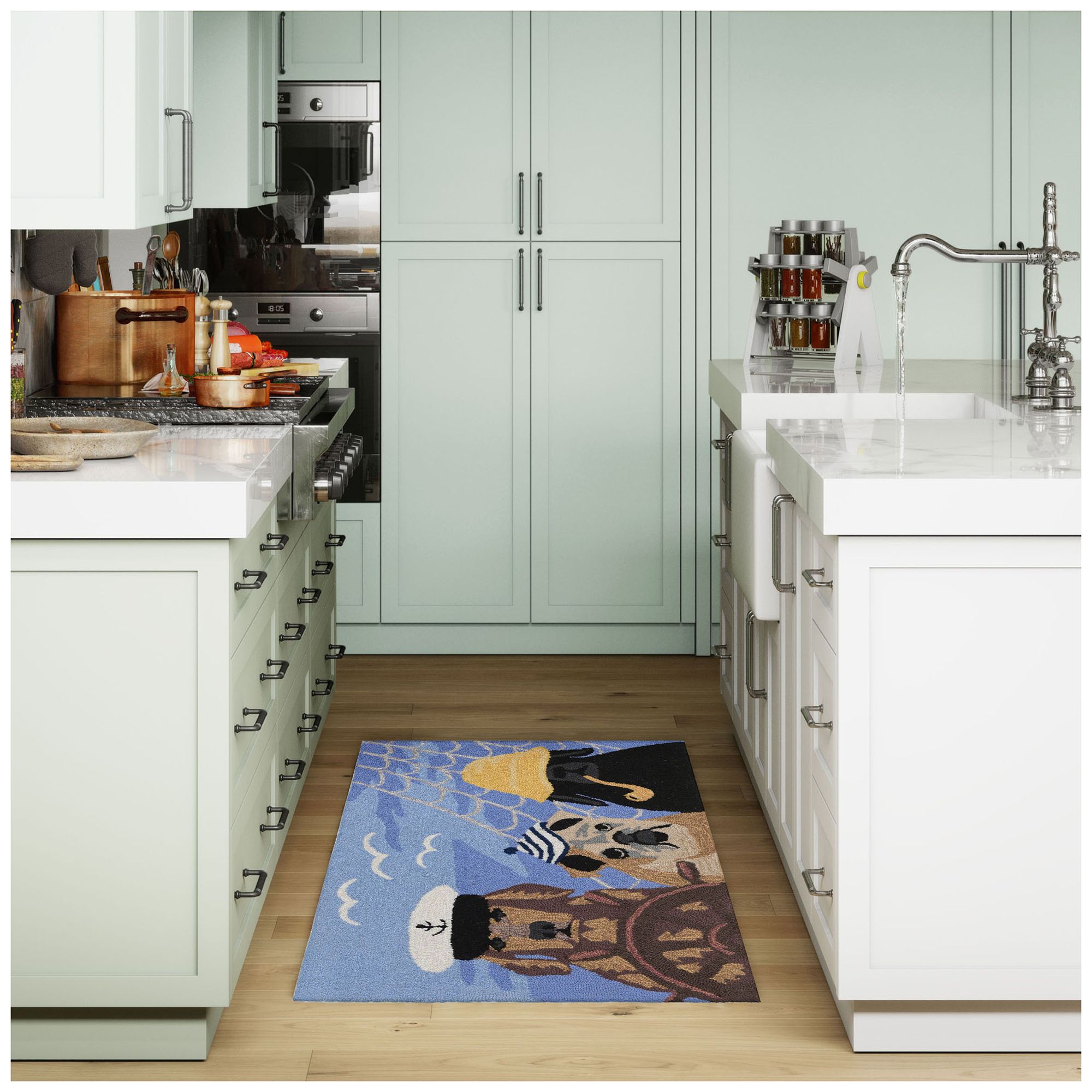 Liora Manne Frontporch Arrf Ye Mateys Indoor/Outdoor Mat Ocean 1'8"x2'6"