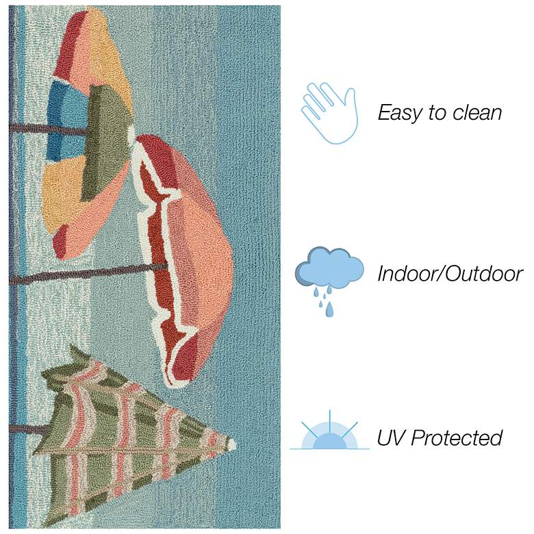 Image 4 Liora Manne Frontporch Beach Umbrellas Indoor/Outdoor Mat Aqua 1'8"x2'6" more views