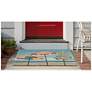 Liora Manne Frontporch Beach Umbrellas Indoor/Outdoor Mat Aqua 1'8"x2'6"