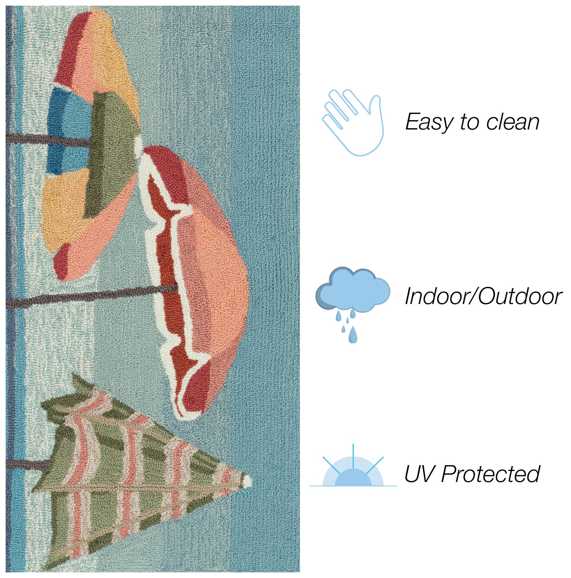 Thumbnail3 of Liora Manne Frontporch Beach Umbrellas Indoor/Outdoor Mat Aqua 2'x3' more views