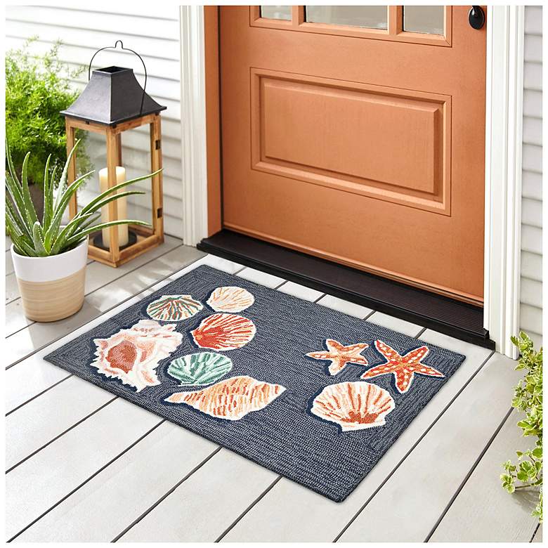 Image 1 Liora Manne Frontporch Beachcomber Indoor/Outdoor Mat Denim 2'6"x4'