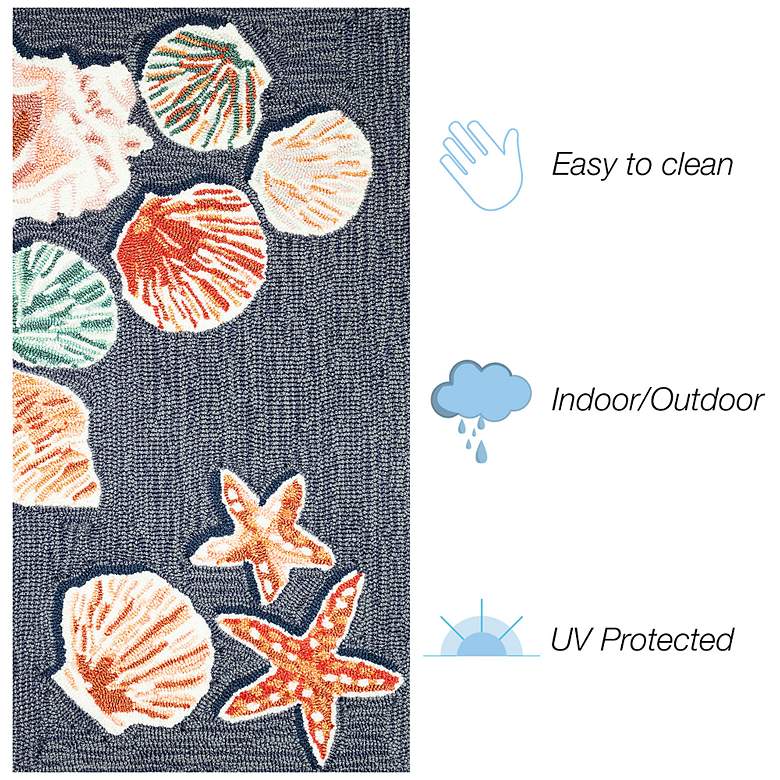 Image 3 Liora Manne Frontporch Beachcomber Indoor/Outdoor Mat Denim 2'6"x4' more views