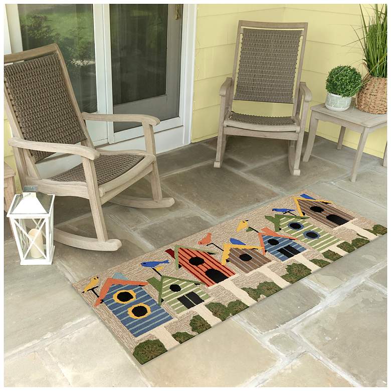Image 1 Liora Manne Frontporch Birdhouses Indoor/Outdoor Mat Multi 2'x5'