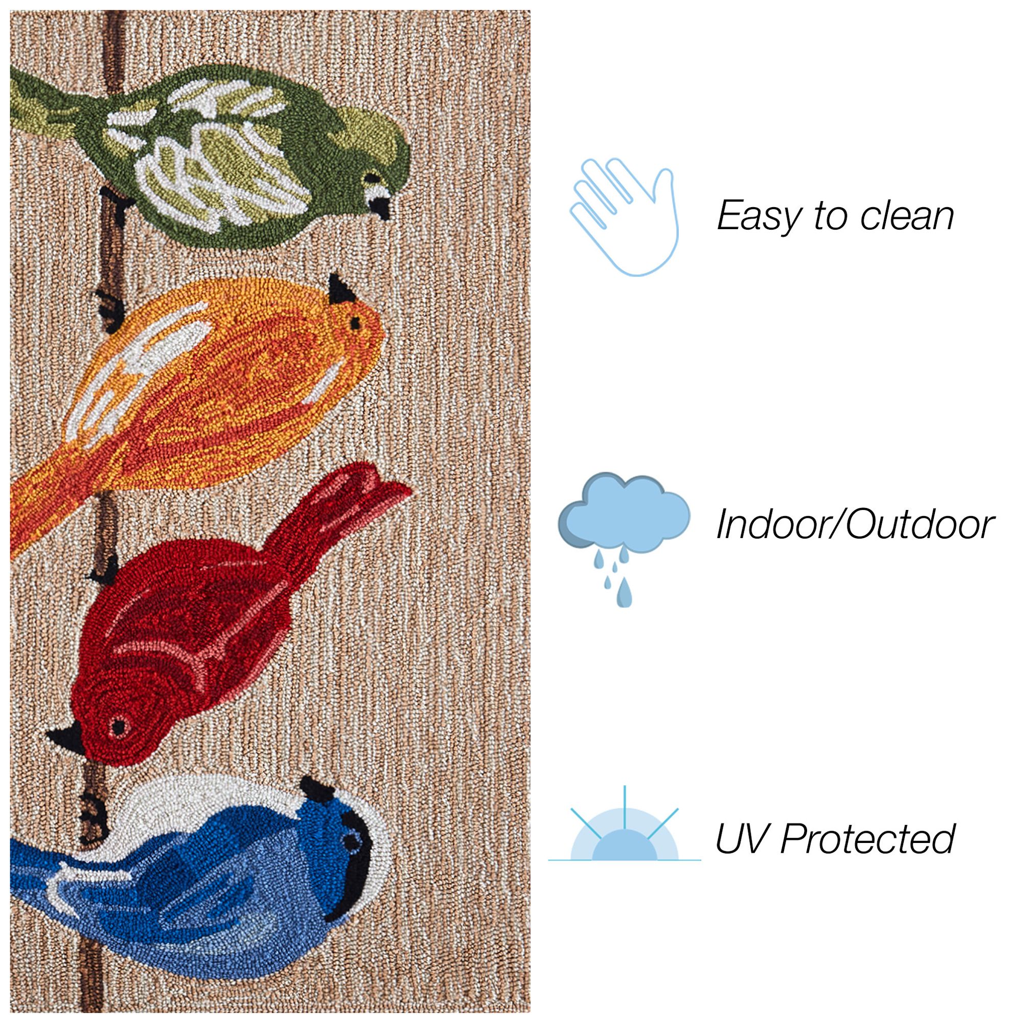 Thumbnail3 of Liora Manne Frontporch Birds Indoor/Outdoor Mat Neutral 2'6"x4' more views
