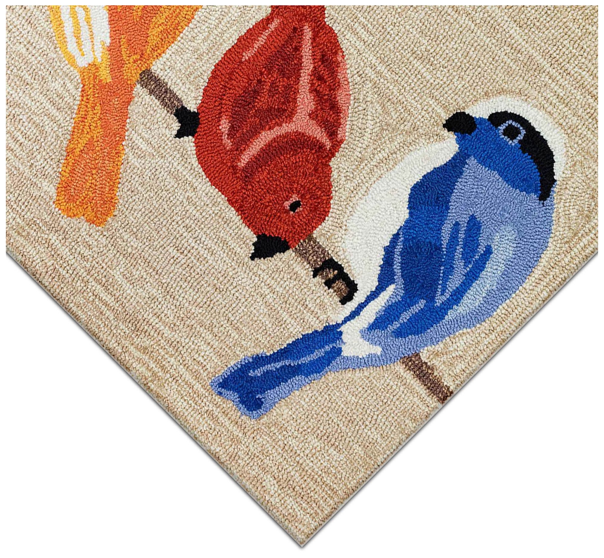 Liora Manne Frontporch Birds Indoor/Outdoor Mat Neutral 2'6"x4'