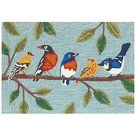Image2 of Liora Manne Frontporch Birds On A Branch Indoor/Outdoor Mat Blue 2'6"x4'