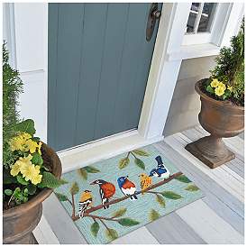 Image1 of Liora Manne Frontporch Birds On A Branch Indoor/Outdoor Mat Blue 2'6"x4'