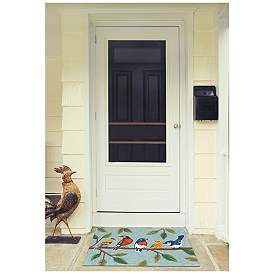 Image3 of Liora Manne Frontporch Birds On A Branch Indoor/Outdoor Mat Blue 2'6"x4' more views