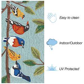 Image4 of Liora Manne Frontporch Birds On A Branch Indoor/Outdoor Mat Blue 2'x5' more views