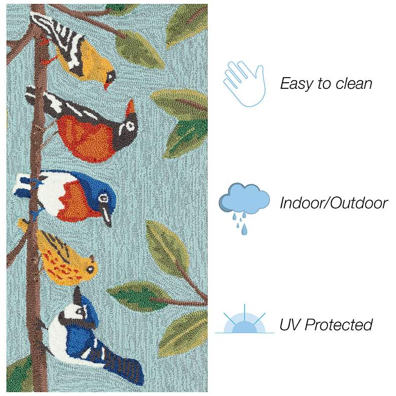 Image 4 Liora Manne Frontporch Birds On A Branch Indoor/Outdoor Mat Blue 2'x5' more views