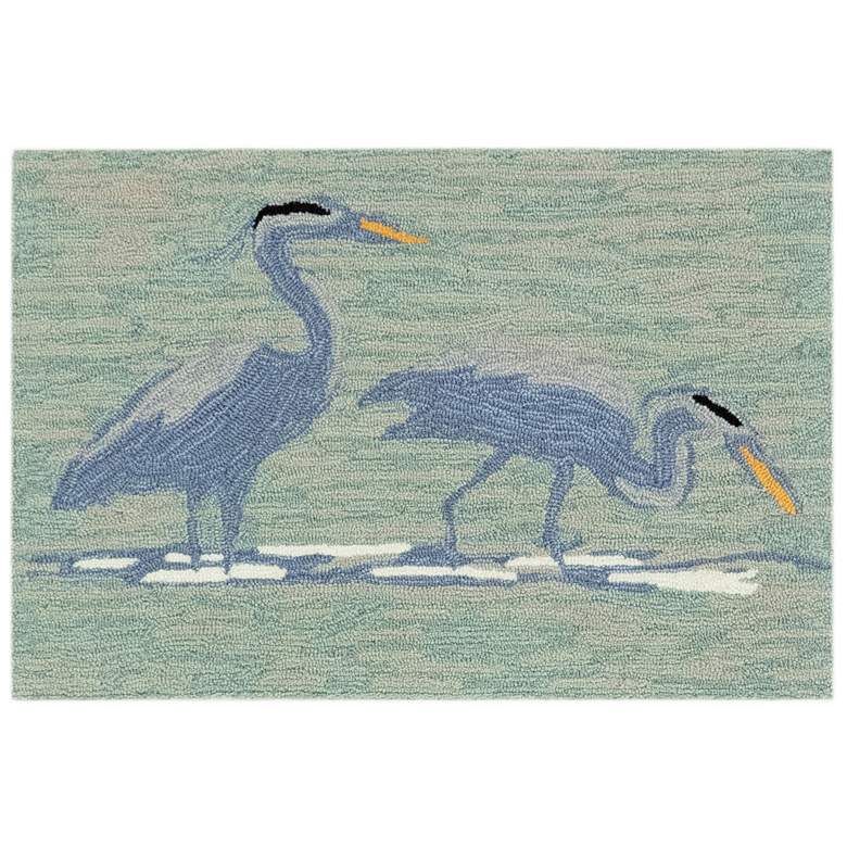 Image 1 Liora Manne Frontporch Blue Heron Indoor/Outdoor Mat Lake 1'8"x2'6"