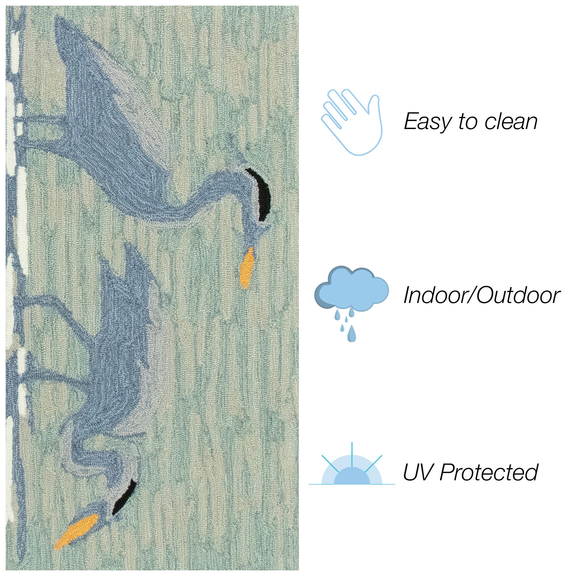 Thumbnail3 of Liora Manne Frontporch Blue Heron Indoor/Outdoor Mat Lake 2'6"x4' more views