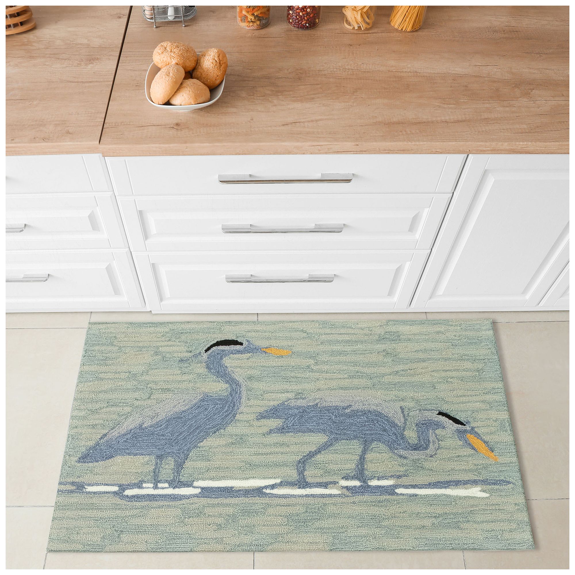 Liora Manne Frontporch Blue Heron Indoor/Outdoor Mat Lake 2'6"x4'
