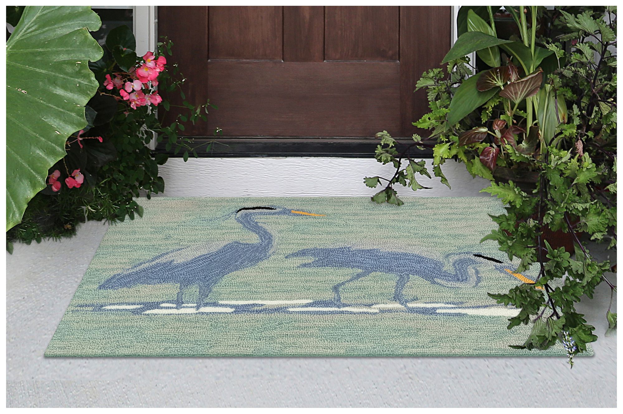 Liora Manne Frontporch Blue Heron Indoor/Outdoor Mat Lake 2'6"x4'