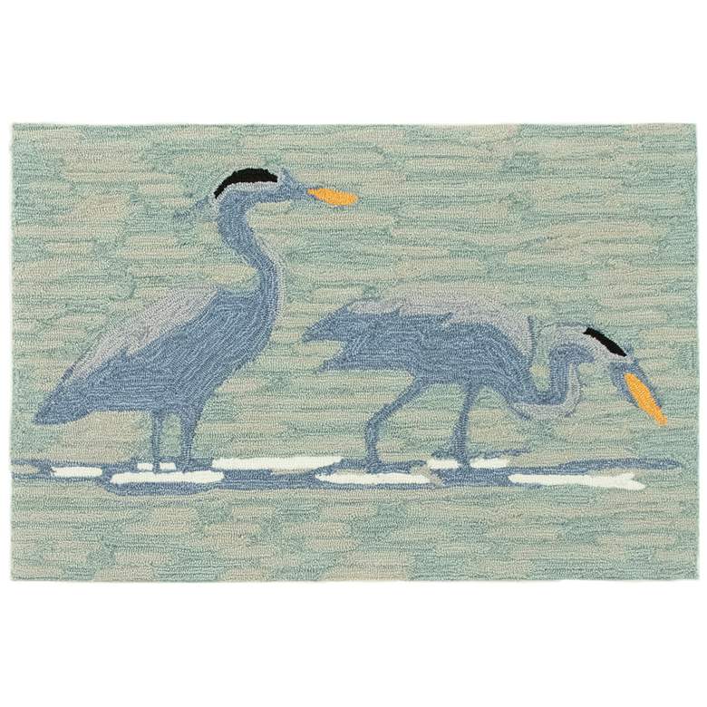 Image 1 Liora Manne Frontporch Blue Heron Indoor/Outdoor Mat Lake 2'x3'