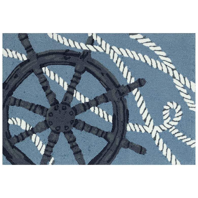 Image 1 Liora Manne Frontporch Captain's Wheel Indoor/Outdoor Mat Marine 1'8"x2'6"