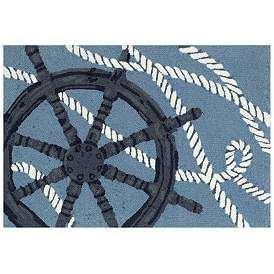 Image2 of Liora Manne Frontporch Captain's Wheel Indoor/Outdoor Mat Marine 2'x3'